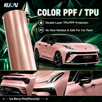 Film adhésif décoratif en vinyle pour voiture, rouleau de film de protection TPU brillant rose, vente en gros d'usine KUCAI