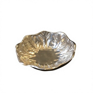 Frutero de Metal con Diseño de Hojas, Decorativo para Mesa, para Aperitivos, Galletas, Accesorios para el Hogar, Suministros para Eventos, Tazón Plateado - Product Image 1