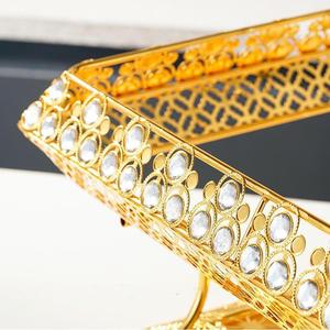 Réchaud de buffet rectangulaire plaqué or 9L en acier inoxydable avec couvercle en verre et brûleur à alcool pour hôtel - Product Image 4