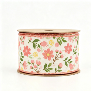 Cinta de Yute Sintético Fino de 2 1/2 Pulgadas con Alambre, Estampado Floral, Resistente al Encogimiento, Rollo de 10 Yardas, Cinta de Primavera al por Mayor - Product Image 3