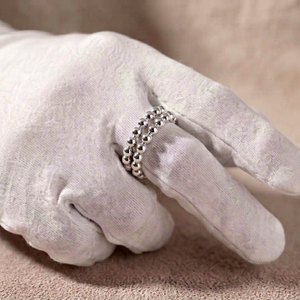 Solid 925 Sterling <b>Silver</b> Bubble Bead Band <b>Ring</b> Gold Vermeil Minimalist Beaded <b>Stacking</b> <b>Ring</b> Jewelry For Women - Product Image 1