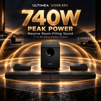 Barre de son ULTIMEA Nova S90 7.1.4 avec Dolby Atmos, 740W, 12 haut-parleurs et caisson de basses sans fil de 8 pouces pour cinéma maison