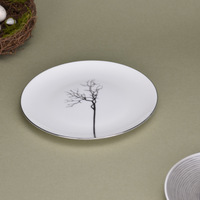 Service de table haut de gamme en porcelaine fine de style chinois, motif encre de Chine, bordure argentée, forme élégante et sophistiquée, pour hôtels