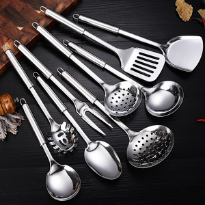 Nouvelles idées de produits pour <span class=keywords><strong>la</strong></span> maison et <span class=keywords><strong>la</strong></span> <span class=keywords><strong>cuisine</strong></span> Ensemble d'ustensiles en acier inoxydable de 9 pièces Louche à soupe Pâtes fendues et tourneur LB2759 - Product Image 6