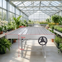 Serres agricoles multi-travées en plastique 4x8 avec bancs roulants hydroponiques et tables de culture mobiles à flux et reflux pour l'agriculture intérieure - Vente en gros