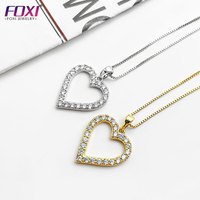 Bijoux à la mode, fabrication d'usine, collier en or plaqué rhodium pour amoureux, collier en cœur de couple