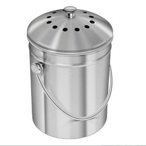 Hot saling 1 gallon Polishing plan surface Kitchen Stainless steel compost bin