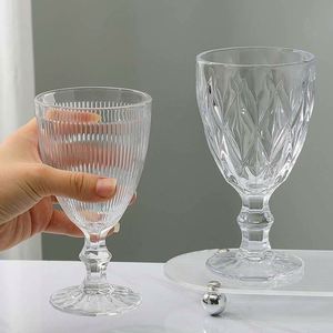 Verre à pied haut gaufré motif tournesol, style rétro français, pour café, jus et vin rouge - Product Image 1