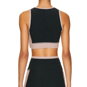 Soutien-gorge de sport pour femme à col montant, personnalisable avec logo, respirant, noir avec couleur contrastante, idéal pour la gym et le yoga - Product Image 6