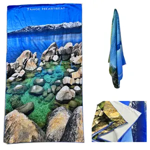 Digital Printed Sublimated Microfibre Personalized Sand Free Beach Towels Recycled Towel for Swimming Pool Beach