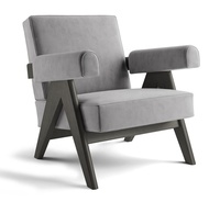 Fauteuil d'appoint en cuir véritable, style Mid-Century Modern, pour salon ou salle de réception, en bois de chêne, noyer ou frêne