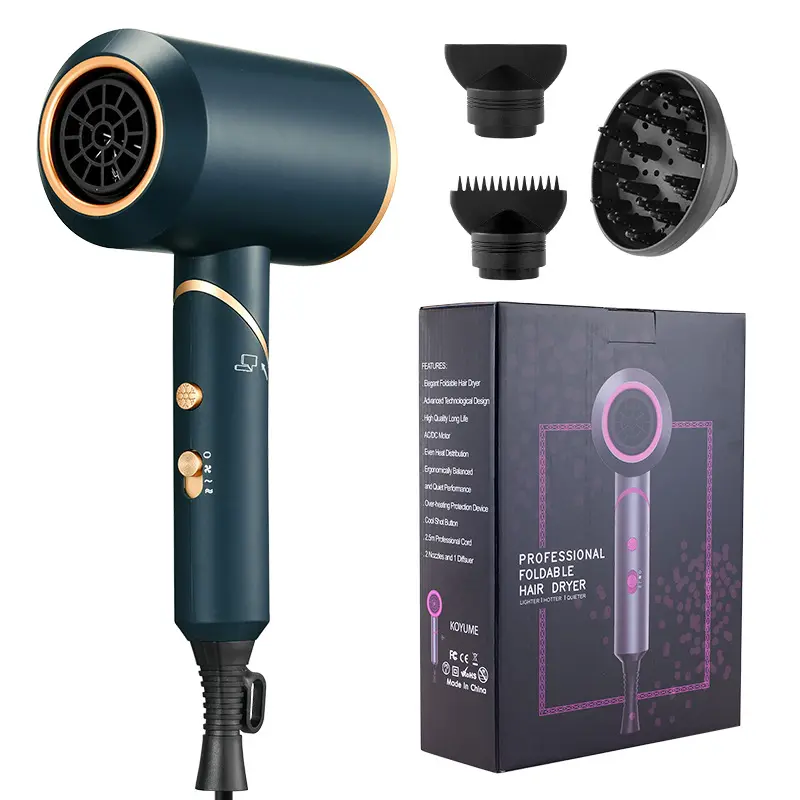 Folding portable travel hair dryer cold and hot air hair dryer low noise inoic hair dryer quick drying styling machine