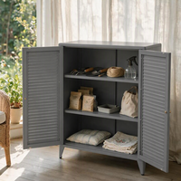 Meuble à chaussures moderne et élégant sur pied avec 2 portes battantes, étagères réglables, armoire de rangement en acier pour salon, multi-scénarios
