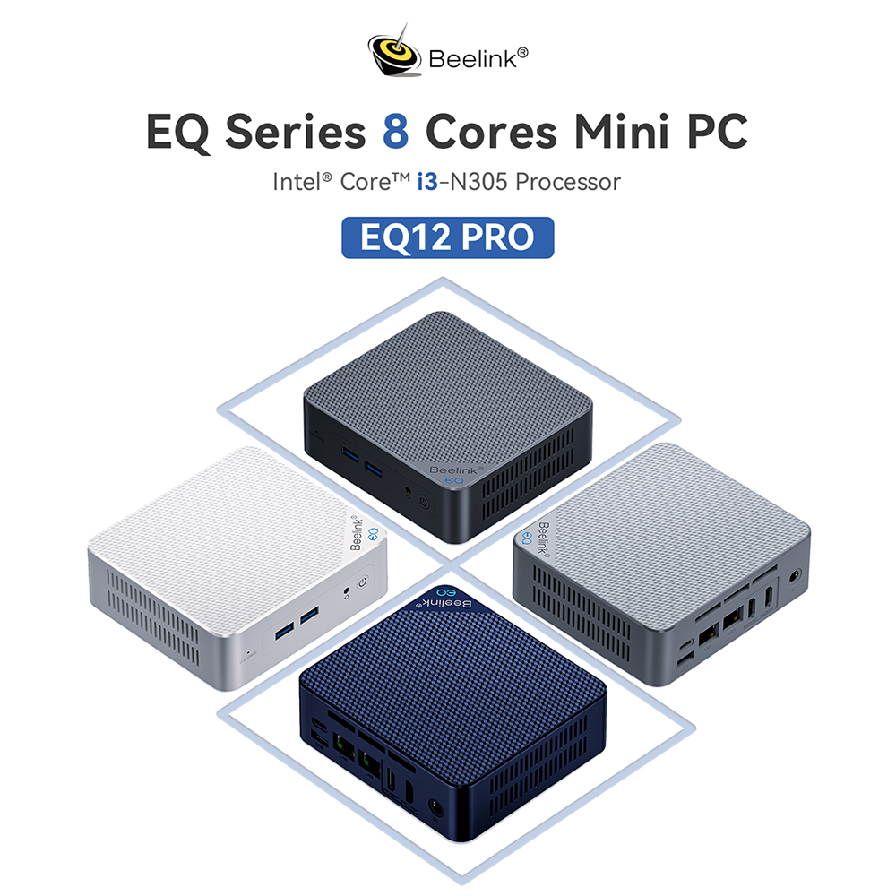 Beelink EQ12 PRO - Fast Mini PC with Intel N305 & 16GB RAM