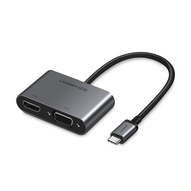 UGREEN 2 in 1 USB C Hub Type-C to HDMI-VGA Adapter with PD 4K-HDMI 1080P VGA Converter