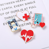 9 Stil Creative Medical Related Pins Benutzer definierte Elektro kardiogramm Herzschlag Stethoskop Medical Emaille Anstecknadeln für Doctor Nurse