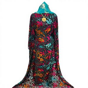 Robe longue classique ample pour femme, violette, parfumée, florale, gaufrée, brodée, respirante, en spandex, manches longues, printemps été automne hiver - Product Image 1