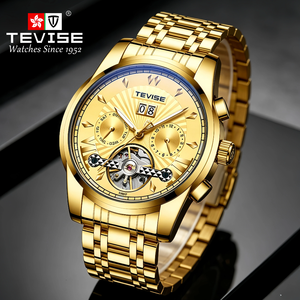 Montre mécanique automatique à tourbillon TEVISE avec logo personnalisé, montre de luxe à plusieurs fuseaux horaires pour hommes - Product Image 3