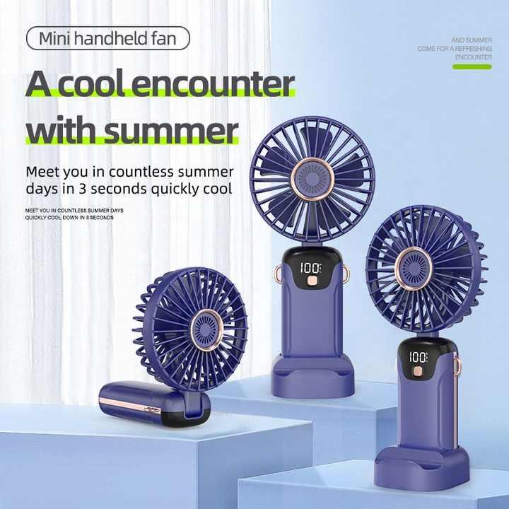 Ventilator de mana portabil, pliabil, reincarcabil, mini ventilator de masa portabil USB cu suport pentru telefon Ventilator pentru gat