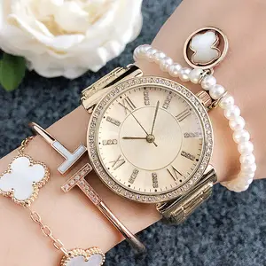 Relógio de pulseira de diamante para mulheres, relógio de luxo personalizado com profissional qc