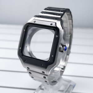 Boîtier de montre carré 38 mm NH35 en acier inoxydable noir et or, pièces de modification SKX, accessoires compatibles avec les mouvements Santo NH35/NH36 - Product Image 3