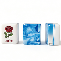 Jeu de Mahjong américain Crystal Ocean Teal Swirl Joker en acrylique, tuiles superposées, jeu de voyage, fournisseur