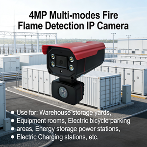 Caméra IP de détection d'incendie et de flamme par IA, <span class=keywords><strong>alarme</strong></span> incendie haute précision avec surveillance à distance en temps réel, sirène intégrée, audio bidirectionnel - Product Image 3