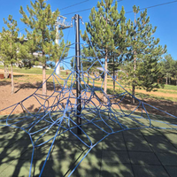 Structure de jeu pyramide d'escalade en corde 3D Ropecube, équipement de parc public en acier pour enfants avec filet d'escalade