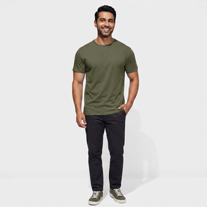 <b>Men's</b> Short Sleeve Solid Crew Neck T-Shirt Custom Logo 100% Cotton Washed Nonwoven Blank Eco-Friendly Breathable Casual Summer - Product Image 1