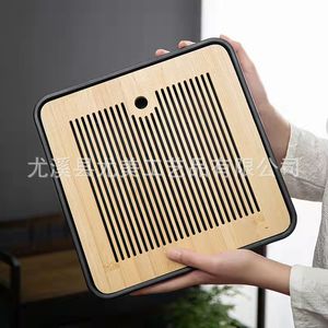 Bamboo Japanese-style <b>tea</b> tray, household Kung Fu <b>tea</b> <b>set</b>, rectangular small <b>tea</b> table, teacup drainer, wholesale. - Product Image 2