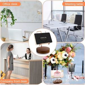 Wooden Business <b>Card</b> <b>Holder</b> <b>Metal</b> Frame Desk Stand Office Desktop Organizer Reception Decor Customizable Color Black - Product Image 4