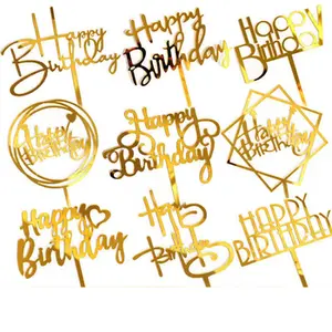 Manufacturer Supplier Acrylic Cake Topper Happy Birthday Wedding Party Cupcake Toppers
