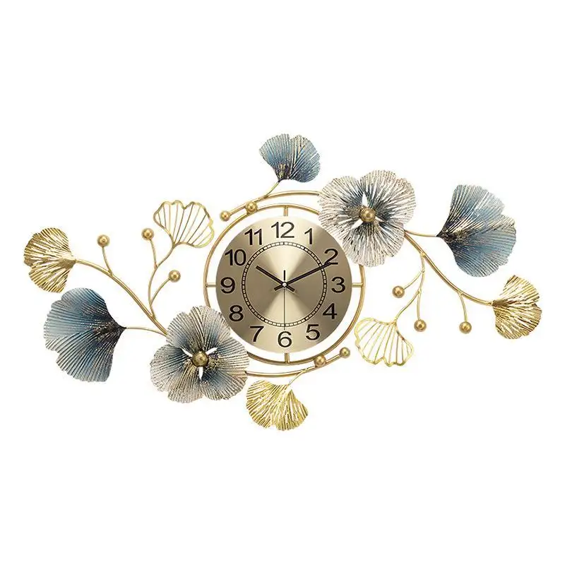 80x48-S Flower Decorative Wall Clock FuZhou Metal 3D Home Decor bedroom Living Room Silent Quartz hanging clock Wholesale