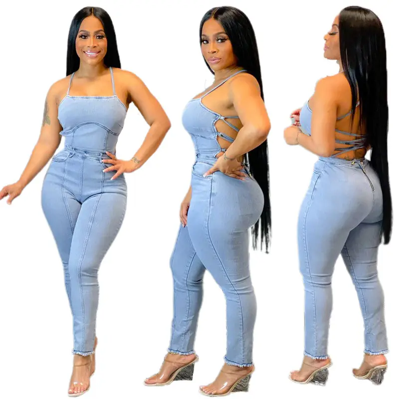 ODM OEM Fashion Jeans Girls Jeans Damaged Tight Super Skinny High Waist Custom Womens Denim 3xl Jeans jumpsuit