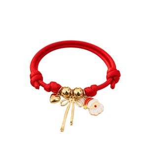 Braccialetto con Ciondolo Natalizio a Forma di Babbo Natale in Stile Cartoon, Cordino Intrecciato Regolabile, Gioiello di Lusso Leggero per le Festività - Product Image 4