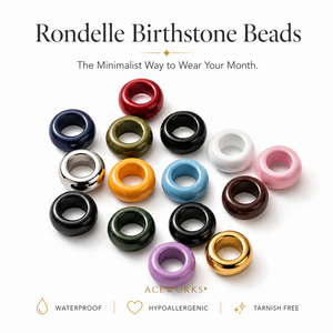 Breloques Rondelles Pierre de Naissance |   Perle d'espacement en acier inoxydable plaqué or PVD 18 carats avec motif du mois de naissance pour la fabrication de bijoux |   Imperméable et durable - Product Image 1