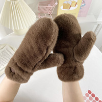Mitaines d'hiver pour femmes en fausse fourrure pelucheuse, épaisses et chaudes, à doigts complets, pour usage quotidien en extérieur, stock disponible en Chine