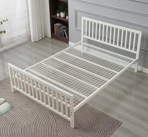 Camera da letto mobili polvere rivestito telaio in ferro con <span class=keywords><strong>maglia</strong></span> <span class=keywords><strong>metallica</strong></span> colore bianco doppio regina king size piattaforma in metallo ferro telaio del letto - Product Image 4