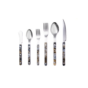 A-62 Popular Restaurant Silver 18/8 304 Stainless Steel Flatware Cutlery <strong>Set</strong> with Resin Handle - Product Image 6