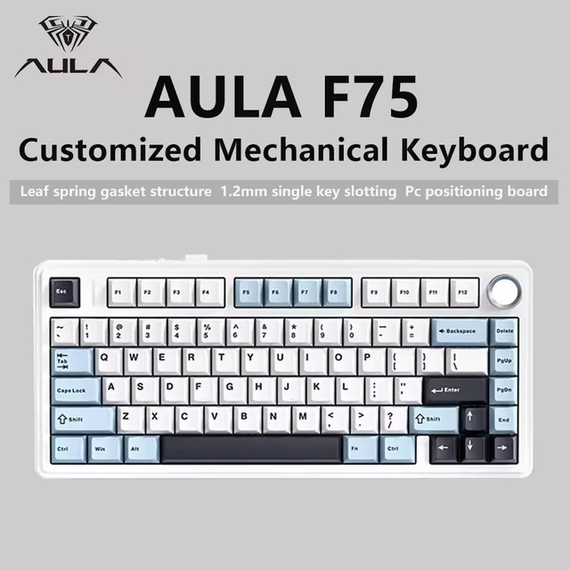 Aula F75 Wireless Mechanical Keyboard 75% Tri Mode Hot Swappable Gasket RGB Low Latency Gaming Keyboard for Esports FPS Players