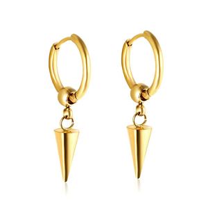 Boucles d'oreilles pendantes minimalistes en acier inoxydable plaqué or 18 carats pour femmes, vente en gros de bijoux tendance - Product Image 1