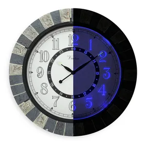18 inch large Outdoor wall clock with night light for Garden decoration with Thermometer and Humidity waterproof