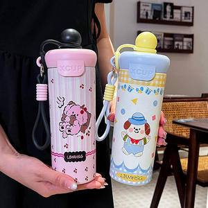 Gobelet isotherme 2026 en acier inoxydable 316 à double paroi, motif animal <span class=keywords><strong>de</strong></span> dessin animé mignon, avec paille et corde portable, cadeau d'affaires - Product Image 3