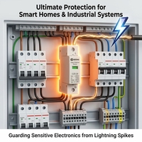 Dispositif de protection contre les surtensions 4P de haute qualité 20kA 80kA AC SPD, parafoudre modulaire de protection contre la foudre pour système solaire sur rail DIN 35mm