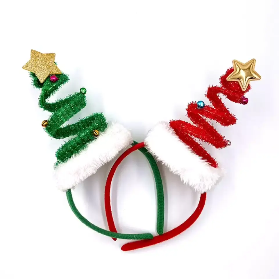 Christmas Bell Tree Hair Hoop Children Spring Coil Headband Holiday Party Decoration Xmas Tree Funny Christmas Hairband