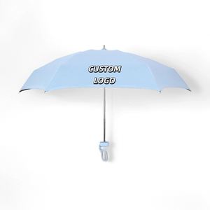 Promotion White Small Foldable Cheap <b>Windproof</b> High Quality Travel Compact <b>Umbrella</b> With Logo Custom Print - Product Image 3