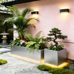 Customized Round Metal Vase Stainless Steel <b>Planter</b> <b>Box</b> with LED Glow for Mall Outdoor Garden Decoration Project - Product Image 1