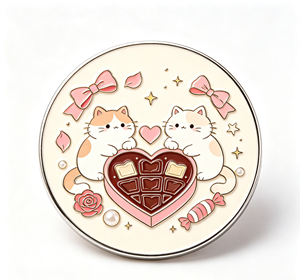 Pin de Solapa Redondo Personalizado con Diseño de Gato de Dibujos Animados, Pin de Aleación de Zinc Esmaltado para Regalo y Promoción - Product Image 1