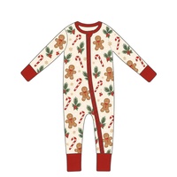 Nouveautés Pyjamas en bambou pour bébé unisexe, motif de Noël personnalisé, antibactérien, respirant, combinaison de pyjama pour tout-petits
