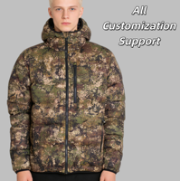 Veste d'hiver pour homme en tricot de polyester enduit, camouflage, duvet de canard blanc, coupe-vent, thermique, fermeture éclair, pour la chasse en plein air